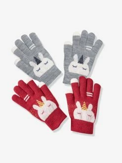 Lot De 2 Paires De Gants Magiques Fille Licorne Lot Rose Pâle - Vertbaudet