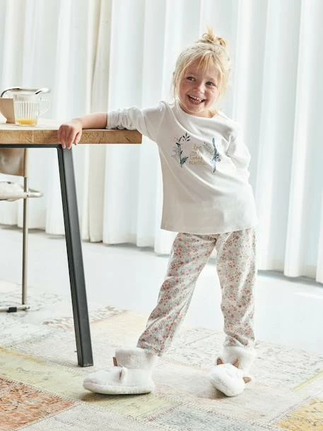 Lot De 2 Pyjamas Fille Fleuris En Velours Beige - Vertbaudet 3 Lot De 2 Pyjamas Fille Fleuris En Velours Beige - Vertbaudet – Image 3