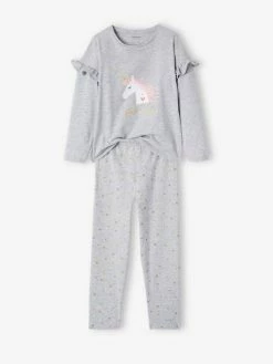 Alternative view of Lot De 2 Pyjamas Licorne Fille Lot Gris Clair - Vertbaudet