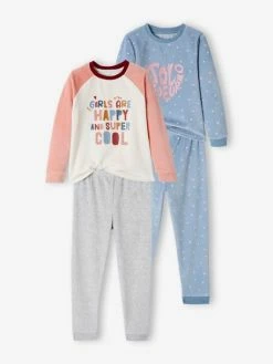 Lot De 2 Pyjamas Pop Fille Lot Bleu Et Rose - Vertbaudet