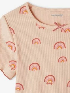 Lot De 2 Pyjashorts Fille Imprimés En Maille Côtelée Rose Poudré - Vertbaudet -cyrillus boutique lot de 2 pyjashorts fille imprimes en maille cotelee 4