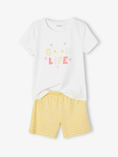 Lot De 2 Pyjashorts Fille Imprimés Fleurs Et Cerises Basics Jaune Pâle - Vertbaudet – Image 2