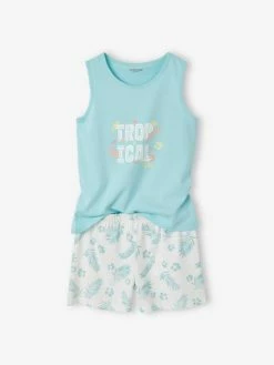 Alternative view of Lot De 2 Pyjashorts "Tropical" Fille Vert D'eau - Vertbaudet