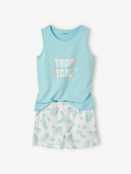 Lot De 2 Pyjashorts "Tropical" Fille Vert D'eau - Vertbaudet 2 Lot De 2 Pyjashorts "Tropical" Fille Vert D'eau - Vertbaudet – Image 2