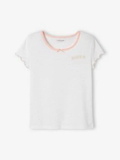 Alternative view of Lot De 2 T-shirts Manches Courtes Volantées Fille Lot Ivoire - Vertbaudet
