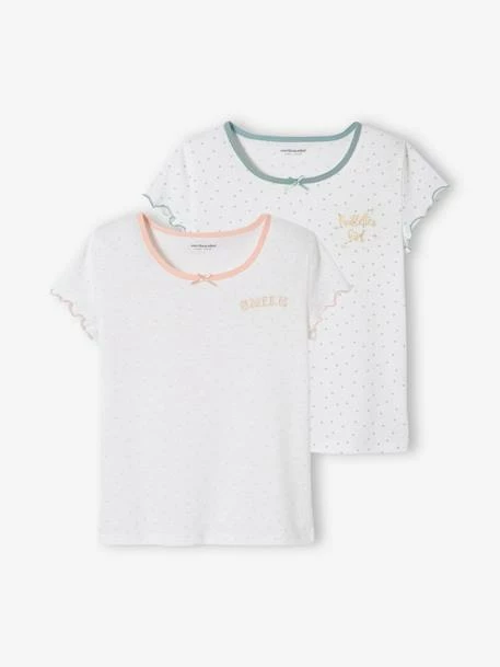 Lot De 2 T-shirts Manches Courtes Volantées Fille Lot Ivoire - Vertbaudet 1 Lot De 2 T-shirts Manches Courtes Volantées Fille Lot Ivoire - Vertbaudet