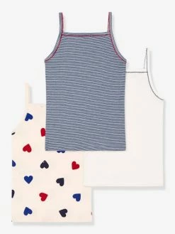 Alternative view of Lot De 3 Chemises à Bretelles Coeur Petite Fille - PETIT BATEAU Blanc - Petit Bateau
