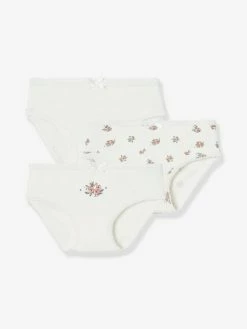Lot De 3 Culottes Fille En Maille Côtelée écru - Vertbaudet