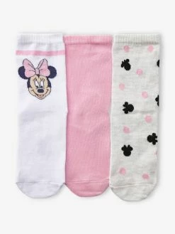 Lot De 3 Paires De Chaussettes Disney® Minnie Rose, Blanc, Gris Chiné - Minnie -cyrillus boutique lot de 3 paires de chaussettes disney minnie 1