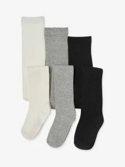 Lot De 3 Paires De Collants Fille BASICS Lot Gris Chiné Moyen - Vertbaudet