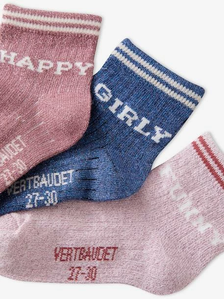 Lot De 3 Paires De Mi-chaussettes Happy Lot Rose Clair - Vertbaudet 2 Lot De 3 Paires De Mi-chaussettes Happy Lot Rose Clair - Vertbaudet – Image 2