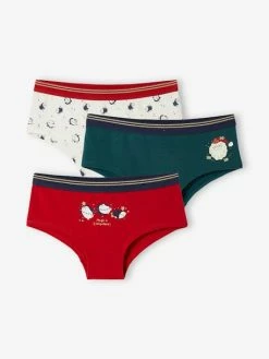 Alternative view of Lot De 3 Shorties Noël Fille Rouge - Vertbaudet