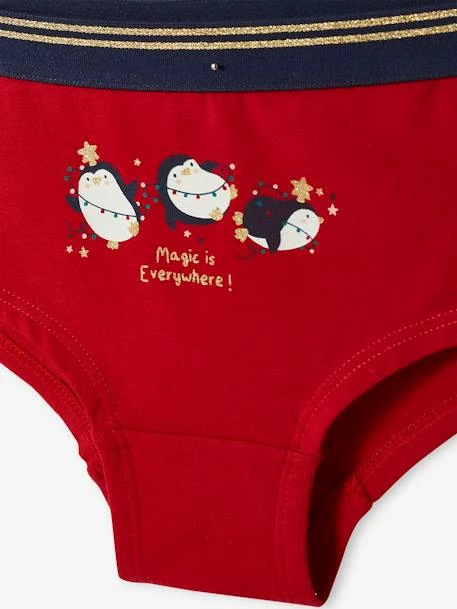 Lot De 3 Shorties Noël Fille Rouge - Vertbaudet 4 Lot De 3 Shorties Noël Fille Rouge - Vertbaudet – Image 4