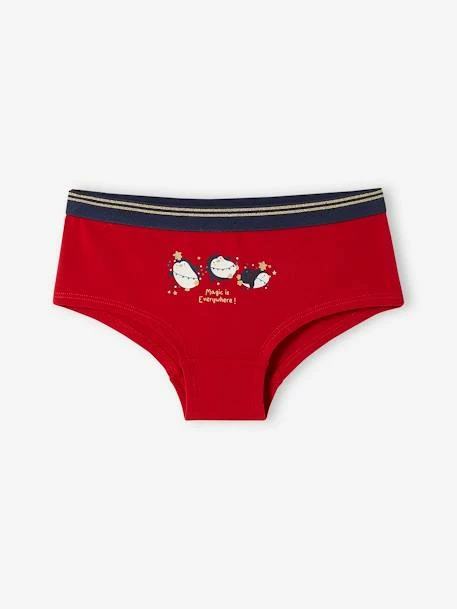 Lot De 3 Shorties Noël Fille Rouge - Vertbaudet 6 Lot De 3 Shorties Noël Fille Rouge - Vertbaudet – Image 6