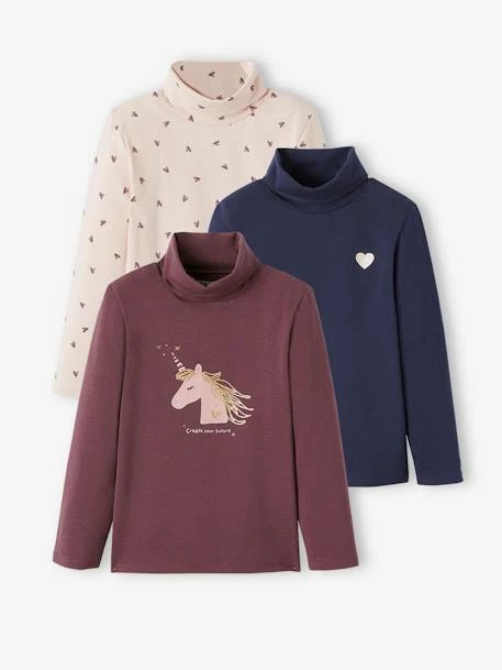 Lot De 3 T-shirts Col Roulé Basics Fille Lot Rose Poudré - Vertbaudet 1 Lot De 3 T-shirts Col Roulé Basics Fille Lot Rose Poudré - Vertbaudet