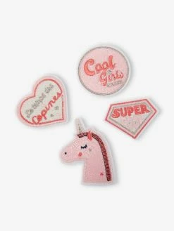 Lot De 4 Badges Thermocollants Fille Lot Rose - Vertbaudet