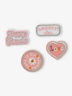 Lot De 4 Badges Thermocollants Fille Rose - Vertbaudet