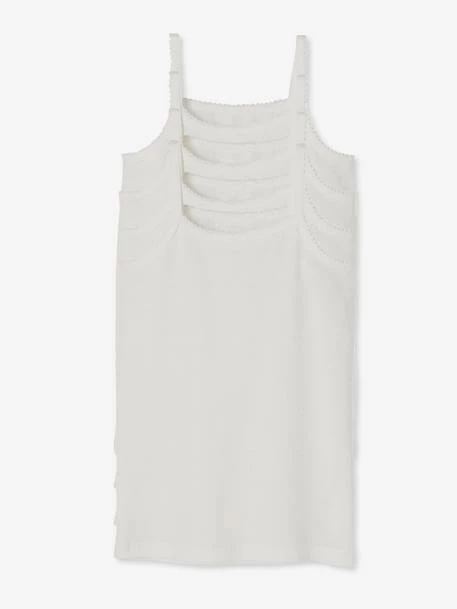 Lot De 4 Débardeurs Fille BASICS Blanc - Vertbaudet 2 Lot De 4 Débardeurs Fille BASICS Blanc - Vertbaudet – Image 2