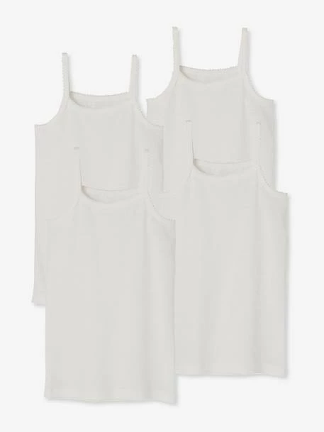 Lot De 4 Débardeurs Fille BASICS Blanc - Vertbaudet 1 Lot De 4 Débardeurs Fille BASICS Blanc - Vertbaudet