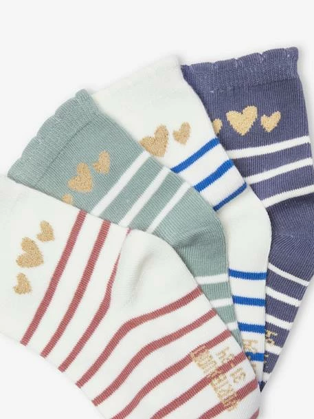 Lot De 4 Paires De Mi-chaussettes Rayées Et Coeurs Scintillants Bleu - Vertbaudet 2 Lot De 4 Paires De Mi-chaussettes Rayées Et Coeurs Scintillants Bleu - Vertbaudet – Image 2