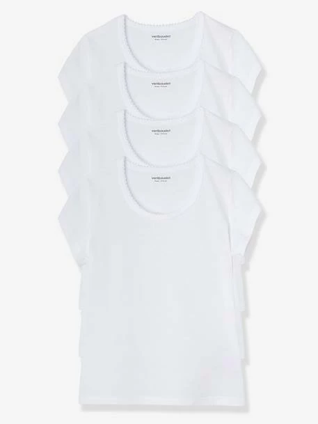 Lot De 4 T-shirts Fille BASICS Blanc - Vertbaudet 2 Lot De 4 T-shirts Fille BASICS Blanc - Vertbaudet – Image 2