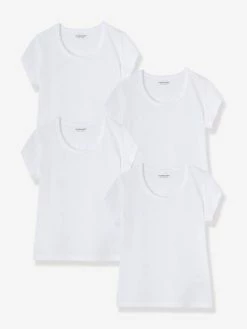 Lot De 4 T-shirts Fille BASICS Blanc - Vertbaudet