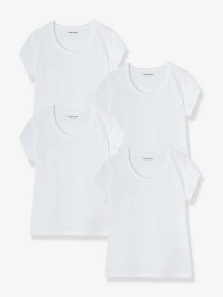 Lot De 4 T-shirts Fille BASICS Blanc - Vertbaudet 1 Lot De 4 T-shirts Fille BASICS Blanc - Vertbaudet