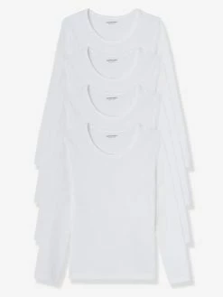 Alternative view of Lot De 4 T-shirts Fille Manches Longues BASICS Blanc - Vertbaudet