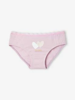 Alternative view of Lot De 5 Culottes "coeurs" Fille Lilas - Vertbaudet