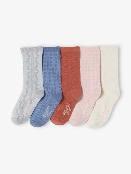 Lot De 5 Paires De Chaussettes Fille En Maille Fantaisie Coeurs Ou Torsades Lot Terre Battue - Vertbaudet 1 Lot De 5 Paires De Chaussettes Fille En Maille Fantaisie Coeurs Ou Torsades Lot Terre Battue - Vertbaudet