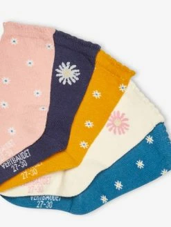 Alternative view of Lot De 5 Paires De Chaussettes Marguerites Fille Lot Rose Poudré - Vertbaudet