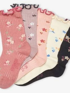 Alternative view of Lot De 5 Paires De Chaussettes Volantées à Fleurs Fille Lot Dark Bleu Indigo - Vertbaudet