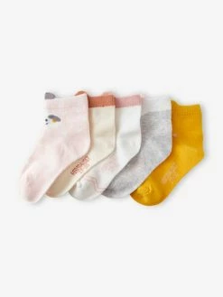 Lot De 5 Paires De Mi-chaussettes Animaux Lot Rose Clair - Vertbaudet