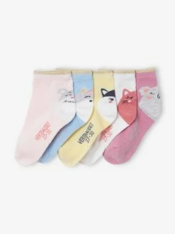Lot De 5 Paires De Mi-chaussettes Animaux Lot Rose Clair - Vertbaudet