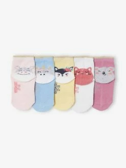 Alternative view of Lot De 5 Paires De Mi-chaussettes Animaux Lot Rose Clair - Vertbaudet