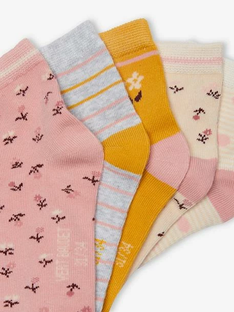 Lot De 5 Paires De Mi-chaussettes Fleurs Fille Vieux Rose - Vertbaudet 2 Lot De 5 Paires De Mi-chaussettes Fleurs Fille Vieux Rose - Vertbaudet – Image 2