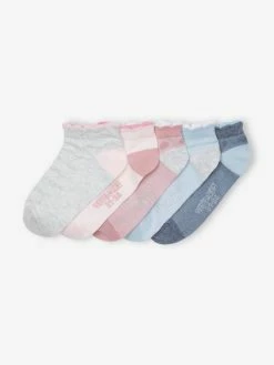 Lot De 5 Paires De Soquettes Ajourées Fille Lilas - Vertbaudet