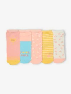 Lot De 5 Paires De Soquettes Fille Jaune - Vertbaudet