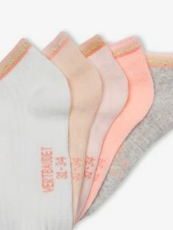 Lot De 5 Paires De Soquettes Fille En Maille Côtelée Rose Poudré - Vertbaudet -cyrillus boutique lot de 5 paires de soquettes fille en maille cotelee 1