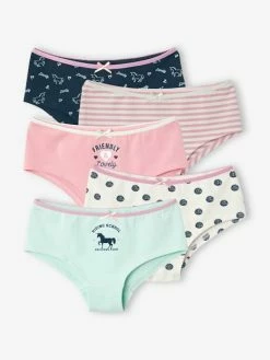 Lot De 5 Shorties Fille Lot Rose Et Bleu - Vertbaudet