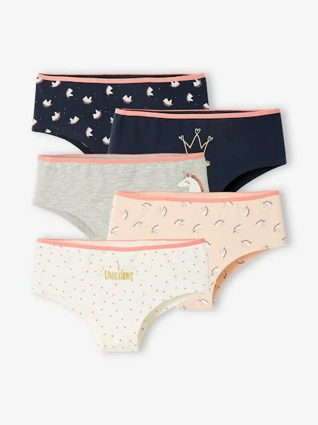 Lot De 5 Shorties Licorne Fille Bouton De Rose Imprime - Vertbaudet 1 Lot De 5 Shorties Licorne Fille Bouton De Rose Imprime - Vertbaudet