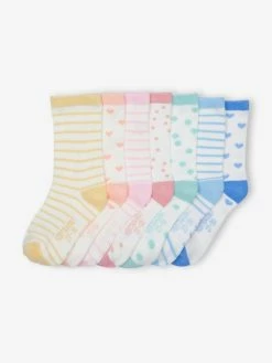 Lot De 7 Paires De Chaussettes Fille Semainier écru - Vertbaudet