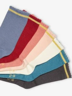 Alternative view of Lot De 7 Paires De Mi-chaussettes Fille Lurex BASICS Lot Brique - Vertbaudet