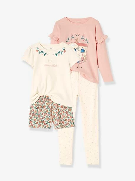 Lot Pyjama + Pyjashort Bohème Fille Vieux Rose - Vertbaudet 1 Lot Pyjama + Pyjashort Bohème Fille Vieux Rose - Vertbaudet