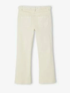 Pantalon Flare Fille Ceinture Tressée Fantaisie écru - Vertbaudet -cyrillus boutique pantalon flare fille ceinture tressee fantaisie 2
