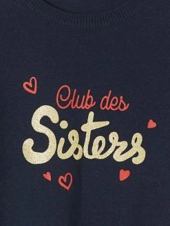 Pull à Message Basics Fille Message Irisé En Relief Vert - Vertbaudet -cyrillus boutique pull a message basics fille message irise en relief 5