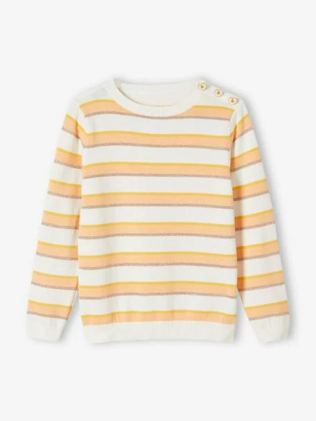 Pull à Rayures Irisées Fille Jaune Curry Rayé - Vertbaudet 1 Pull à Rayures Irisées Fille Jaune Curry Rayé - Vertbaudet