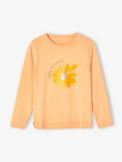 Pull Basics à Message Détails Irisés Fille Abricot Poudré - Vertbaudet