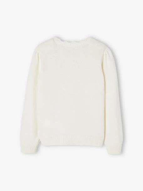 Pull Brodé Fleurs Fille écru - Vertbaudet 2 Pull Brodé Fleurs Fille écru - Vertbaudet – Image 2