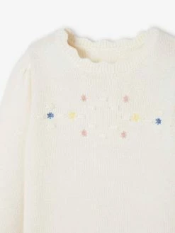 Pull Brodé Fleurs Fille écru - Vertbaudet 5 Pull Brodé Fleurs Fille écru - Vertbaudet -cyrillus boutique pull brode fleurs fille 2